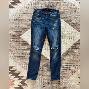 7 For All Mankind Ankle Gwenevere Distressed Blue Jeans 27